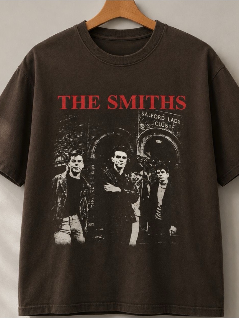 Dark chocolate Graphic Tee Red Text Band Photo Print
